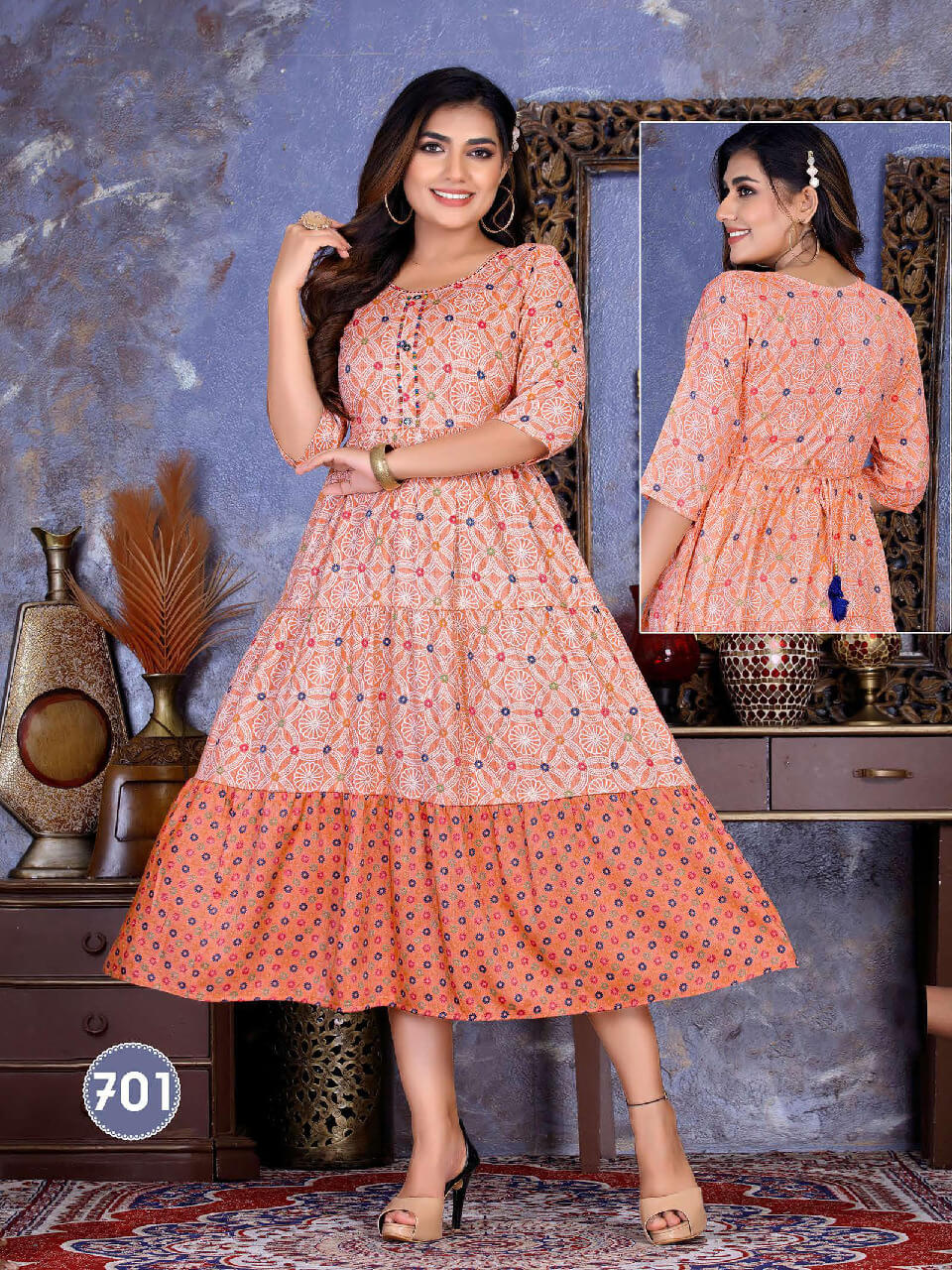 Saadgi Flora New Fancy Wear Rayon Printed Anarkali Kurti Collection